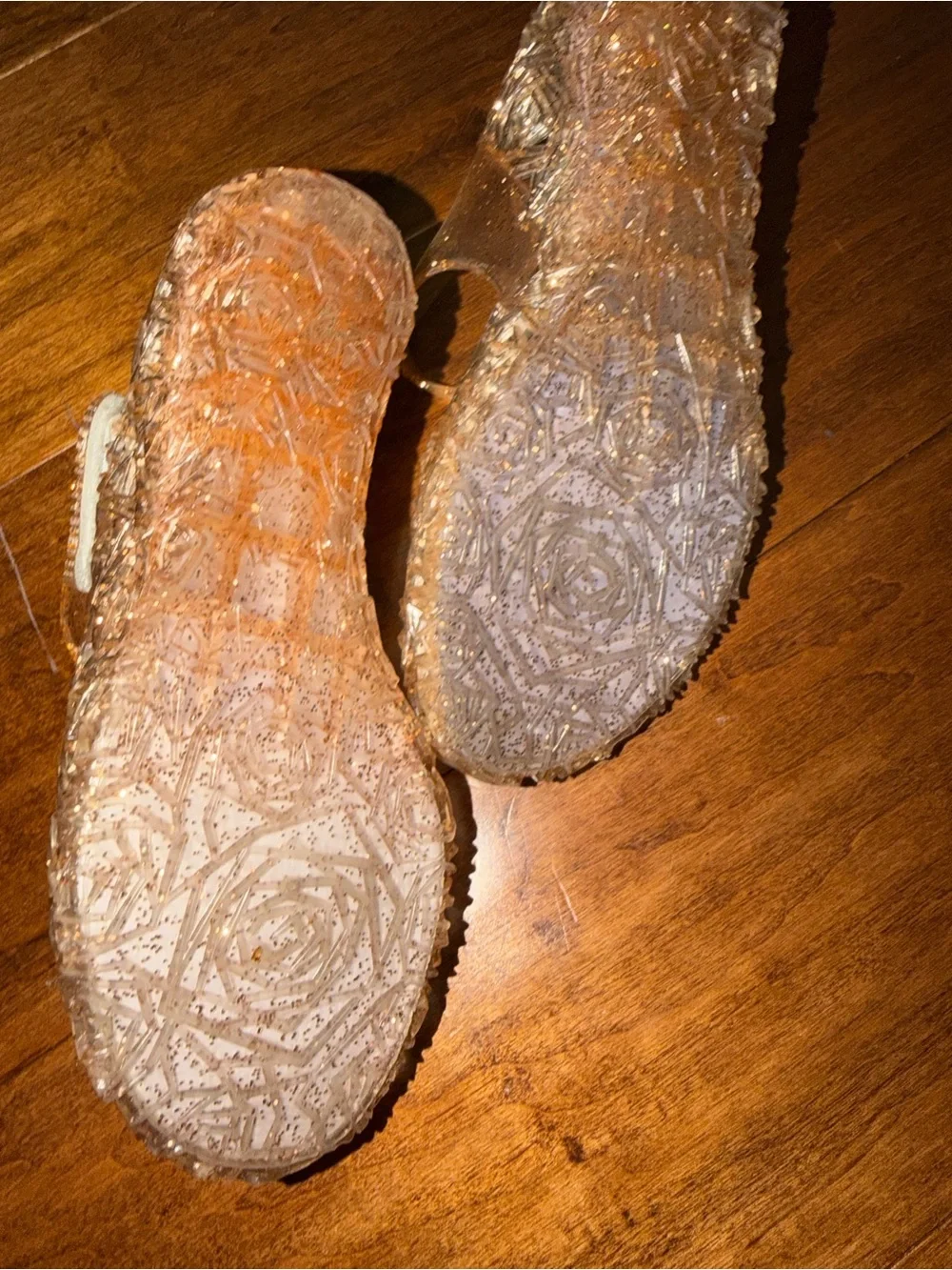 GUGUyeah Girls' Clear Gold Jelly Mary Jane Shoes Size 33